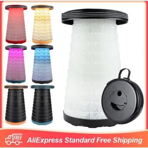 440lbs Bearing Retractable Fold Chair With Colorful LED Light Stool Bathroom And Shower Chair Soft Stool For Bathroom Furniture