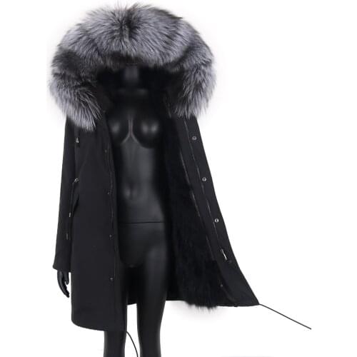 Lavelache Long Winter Jacket Women Real Fox Fur Coat Waterproof Parkas Natural Raccoon Fox Fur Collar Fashion Luxury Streetwear