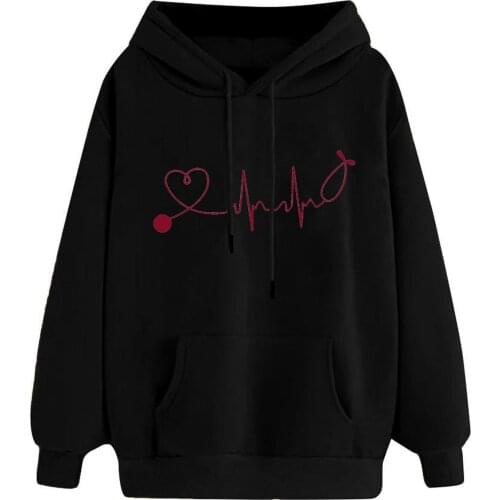 2021 Autumn Winter Hoodies Sweatshirts Women Casual O-neck Love Printed Loose Sweatshirt Tunic V Blouse Tops Polerones Mujer