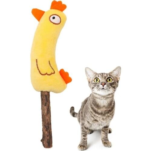 1pc Cat Teeth Grinding Toy Plush Chicken Snake Shape Cat Chew Toy Kitten Chewing Stick Pet Supplies Pet Accessories