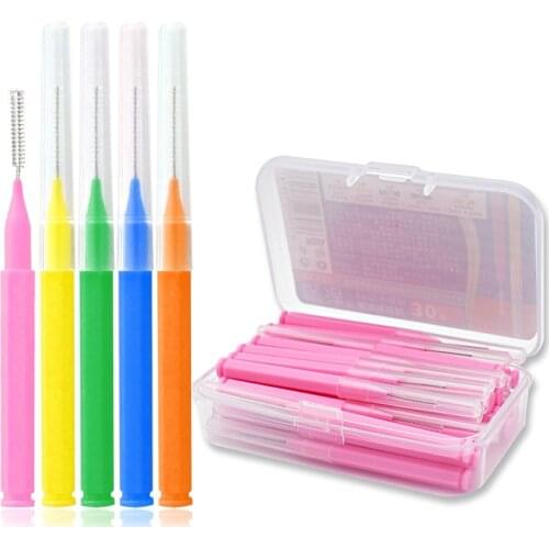 30Pcs/Box I Shape Interdental Brush Denta Floss Interdental Cleaners Orthodontic dental teeth Brush Toothpick Oral Care Tools