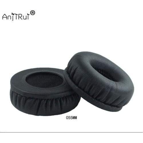 1 pair,ANJIRUI black protein skin memory cotton thickening 55MM headset sets sponge sets Headphone Pillow Replacement ear pads