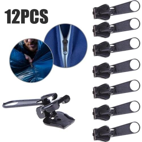12pcs/Set Fix Zipper Slider Zipper Head Universal Kit Replacement For Broken / Wearable Sliders Instant Repair Zipper Useful