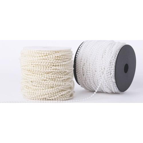 3mm 110Meters/Roll Fishing Line Artificial Ivory White Half Round Flatback Pearl Beads Chain DIY Garland Wedding Decoration