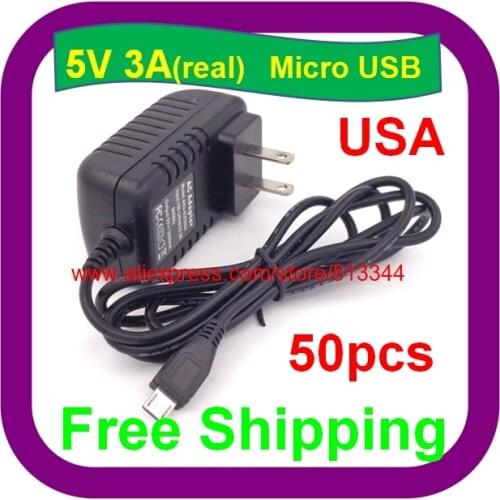 50 Pcs Raspberry PI 3 Power Adapter for BPI-M1,BPI-M1+,BPI-R1 Banana PI 5V 3A Micro USB power charger