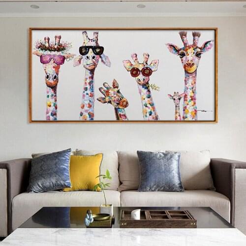 5D Diy Diamond Painting Colorful Animal Giraffe A family With Glass Large size Cross Stitch Embroidery Mosaic Full Square Round
