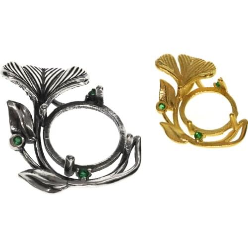 8-12MM Round Cabochon Bezel Solid 925 Sterling Silver DIY Pendant Bezel Antiqued Silver Matte Gold Plated 1411232