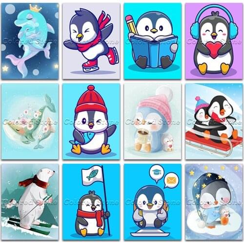 New Diamond painting Cartoon Dolphin penguin whale polar bear 5D Full Square Drill embroidery Cross stitch 3D mosaic Drawing 884