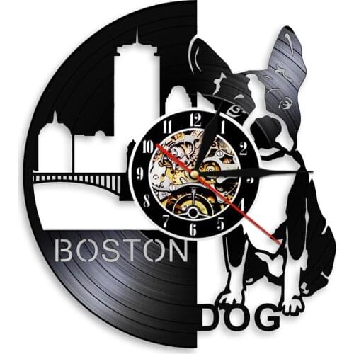 Boston Terrier Vinyl Record Wall Clock Silent Wall Clock Boston Dog Unique Home Decor Wonderful Gift For Any Occasion
