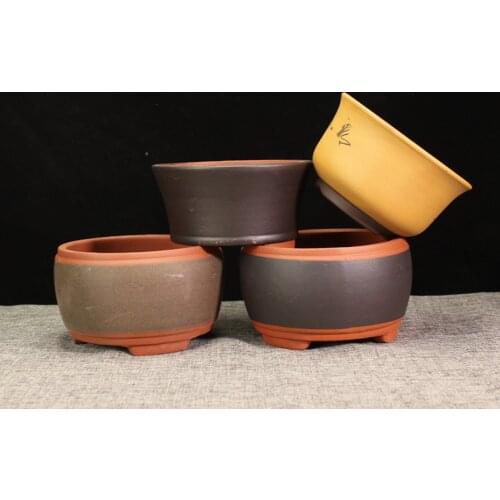 Purple Sand Flower Pot With High Quality Yixing Qing Cement Simple Type Succulent Flowerpot Miniature Bonsai Pots