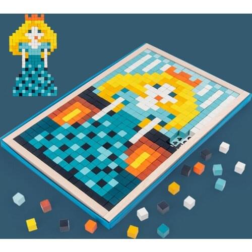 Wooden Pixel Toys for Kids Kingdom Set Educational Pix Art for Kids Mosaic Art Kits for Kids Pixel Mosaic Puzzle Kits