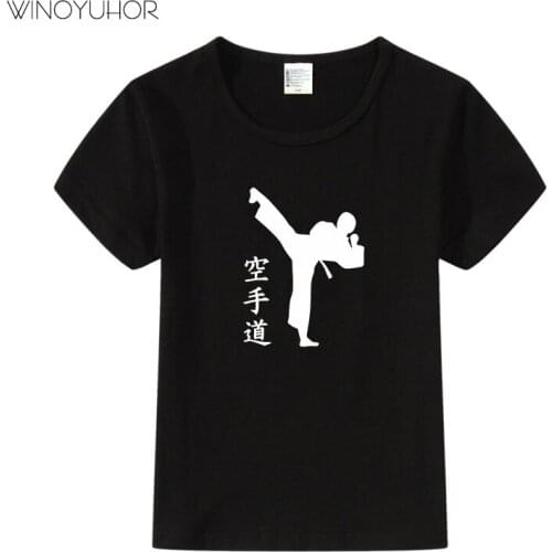 Children Fashion Print Karate T-Shirts Kids Summer Tees Boys Girls Tops Baby Casual Short Sleeve Clothes Sportwear