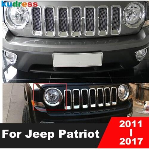 For Jeep Patriot 2011 2012 2013 2014 2015 2016 ABS Chrome Front Headlight Lamp Cover front lights lamps Light Hoods Trim