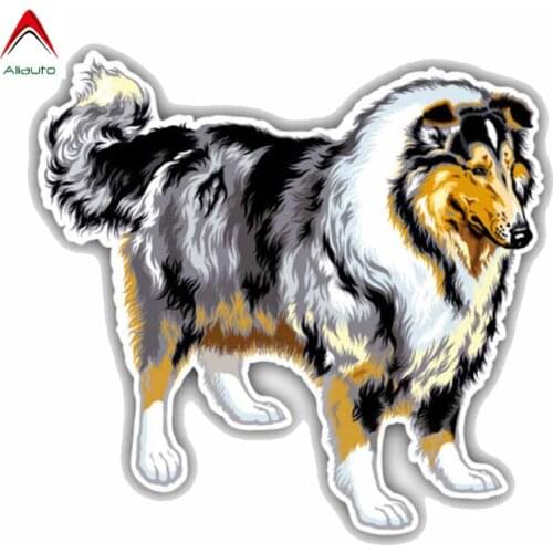 Aliauto Creative Animal Car Sticker Long Haired Collie Dog PVC Sunscreen Waterproof Reflective Decoration Decal,15cm*14cm
