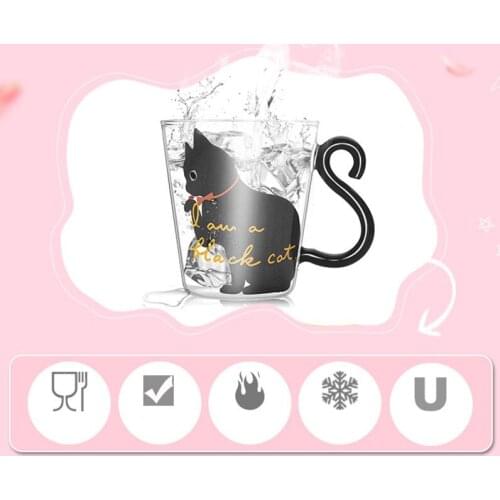 Cat Tail Handle Mug Milk Tea Coffee Fruit Juice Mug Drinkware Cute Glass Water Cup Home Office Cup Lovers Gifts