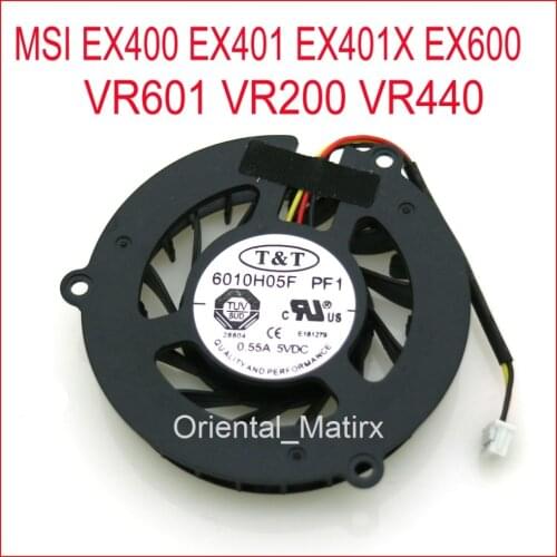 NEW 6010H05F PF1 DC5V 0.55A 3Pin For MSI VR601 VR200 VR440 EX400 EX401 EX401X EX600 Laptop CPU Cooler Cooling Fan