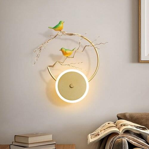 Personality Resin Lights Nordic LED Bird Wall Lamp Modern Simple Living Room Background Wall Light Creative Bedroom Bedside Lamp