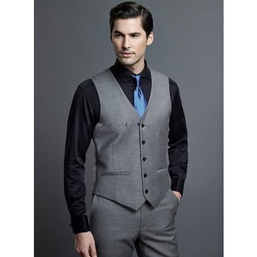 Hot Selling Grey Business Mens Vest Best Man Vest Custom Made Formal Occasion Vest Wedding/Prom/Dinner Waistcoat