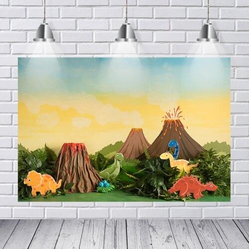 Little volcano dinosaur photography background shower baby kids party birthday custom polyester vinyl photo backdrop