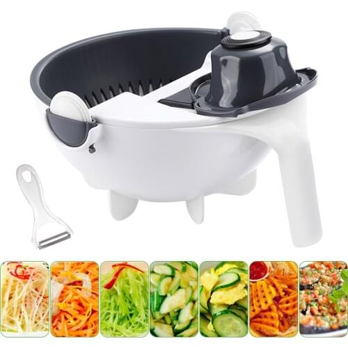 Multifunctional Rotate Vegetable Cutter Kitchen Accessories Convenience Tools with Drain Basket Veggie Fruit Grater Slicer