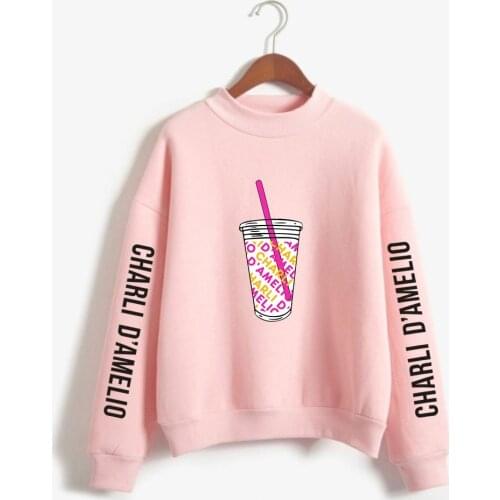 Fashion Charli D.amelio Hoodies Men/women Harajuku High Quality Pullovers Clothing Ladies High Neck Beautiful Girl Sweatshirt