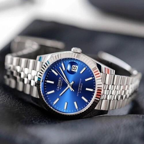 CADISEN Design Men Automatic Watch Sapphire Luxury Mechanical Wristwatch Stainless Steel Waterproof Watch Men Mekaniska klockor