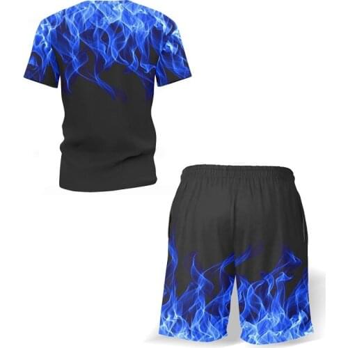 2021 Mens Sets Hawaiian T-shirt Short Sleeve Set Mens Tshirt Print Shorts Mans O-Neck Beach Shirt Set Two-Piece Split Sale