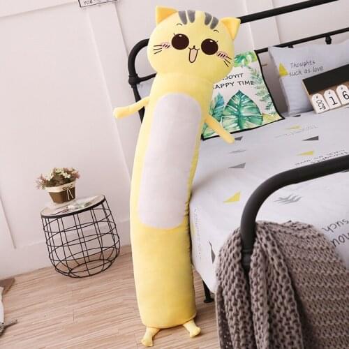 90/140cm Large Size Cute Cats Plush Toys Long Pillows Soft Stuffed Lovely Animals Cushion for Children Kids Birthday Xmas Gifts