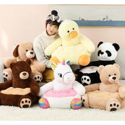 Cartoon Lovely Teddy Bear Panda Unicorn Duck Kids Sofa Chair Plush Toys Seat Baby Nest Sleeping Bed Adult Pillow Stuffed Cushion