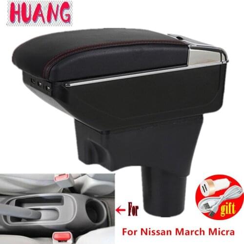 Armrest box For March Micra K13 MK4 IV Interior Parts central Store content Storage box with Ashtray Cup holder accessories