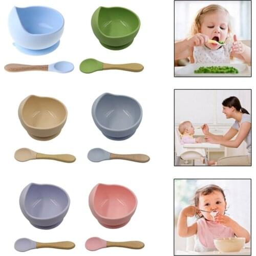 1set Silicone Baby Feeding Bowl Tableware Waterproof Spoon Non-Slip Crockery BPA Free Silicone Dishes for Baby Bowl Baby Plate