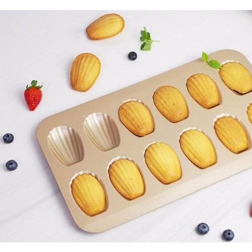 12 Cavity Madeleine Cake Baking Pans Non-Stick Shell Shaped Cookie Biscuit Dessert Cake Pan Kitchen Bakeware Tools Cake Decor