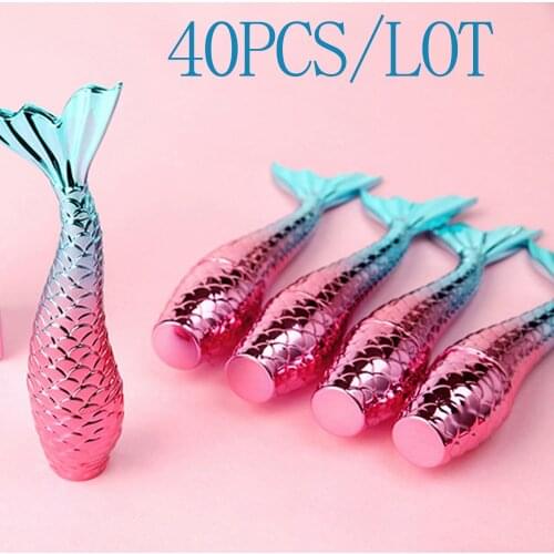 40Pcs/Lot DIY Lipgloss Tubes Empty Lipstick Tube Lip Balm Soft Makeup Clear Plastic Mermaid Lip Gloss Container Cute Wholesale