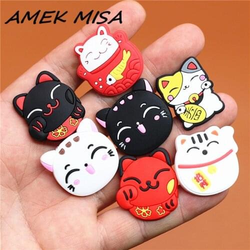 Single Sale 1pcs Shoe Charms Cute Cat Shoe Accessories Buckle Garden Shoes Decorations Fit Croc JIBZ Kids X-mas Free Shipping