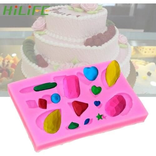 HILIFE Cookie Embossed DIY Cake Silicone Cake Molds Star Gem Fondant Moulds Fondant Chocolate Pudding Tools Baking DIY Tools