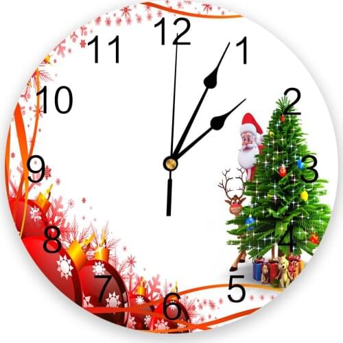 Christmas Decoration Gift Santa Claus Living Room Clock Wall Round Clocks Decor Home Bedroom Kitchen Decoration Wall Clocks