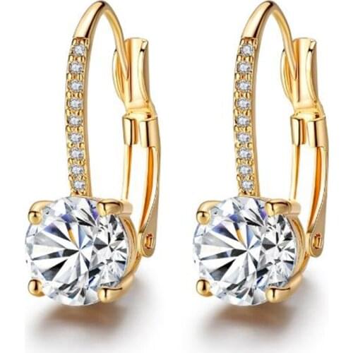 Brincos Crystal Stud Earrings Fashion Gold Sliver Color Zircon Pendant Pendiente For Women Geometric Long Earring