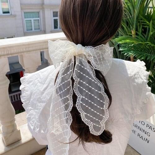Lace Womens Hair Scarf Fashion Solid Embroidery Geometry Long Ribbon Hair Band Korean Style Hair Ribbons Scarf Hair Accessories