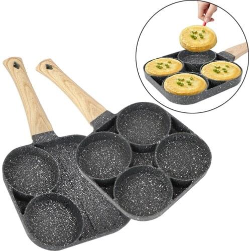 Non-stick Cooking Egg Ham Pans Egg Pancake Steak Pan Breakfast Maker No Oil-smoke Thickened Omelet Pan Four-hole Frying Pot