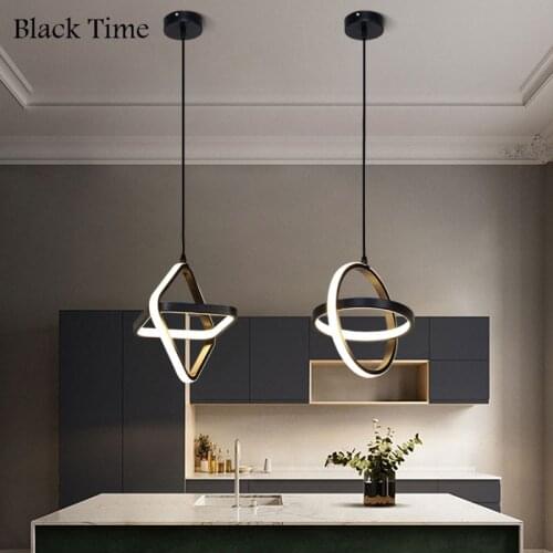 Modern LED Chandelier Home Lights For Living Room Bedroom Kitchen Decor Hanging Chandeliers Indoor Lighting Lampara Black White