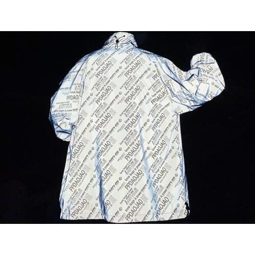 Reflective Light Jackets&Coat Unisex Hip Hop Loose Streetwear Waterproof Windbreaker Male Oversize Noctilucent Techwear Clothing