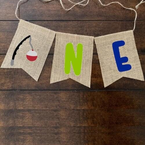 Fish Gone Fishing Little Fisherman Theme boy girl 1st first one year old birthday party high chair decoration banner Photo props