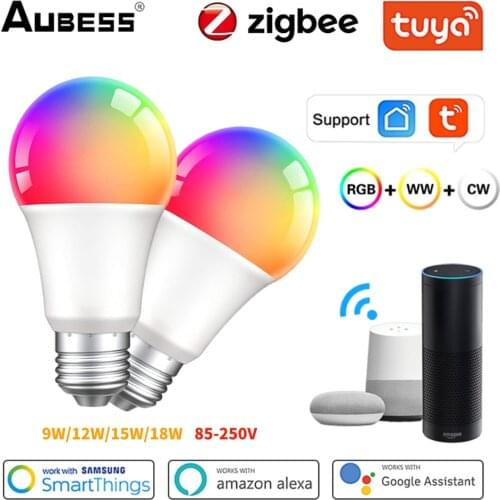 YANDHI Tuya Smart Zigbee 3.0 E27 Dimmable Lamp 10W RGB+W+C LED Light Bulb Smart Life APP Remote Control With Alexa Google Home