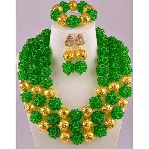 Green African Jewelry Set Nigerian Beads Wedding Jewelry Sets