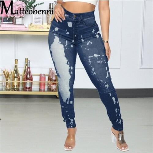 Womens Jeans Mid Waist Stretch Skinny Denim Pants 2021 Spring And Autumn Ladies Blue Retro Washed Elastic Slim Pencil Trousers