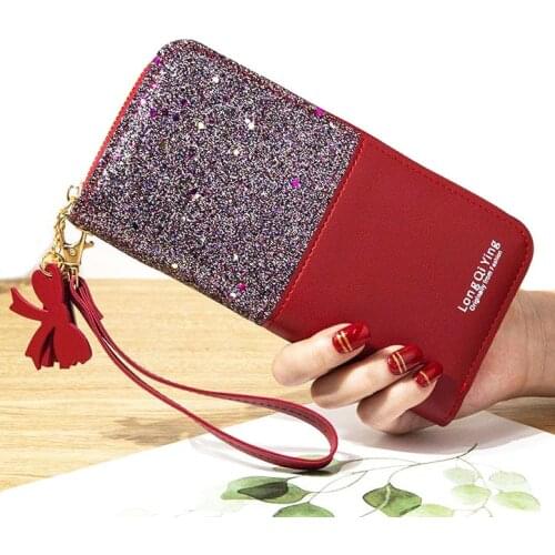 Women Wristlet Wallets Zipper Coin Purse Pocket Cards Holder Female Long Clutch Purses Lady Handbags Wallet Money Bags Notecase