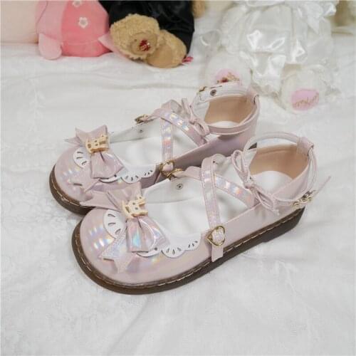 Carousel Bowknot Sweet Girls Female Kawaii Tea Party Low Heel Japanese Cute Anime Lolita Shoes Cosplay Women Flats Big Size 41