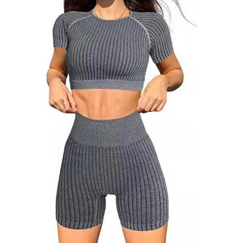 Sports Top Tights Fitness Shorts Yoga Clothes Knitted Yoga Suit Women