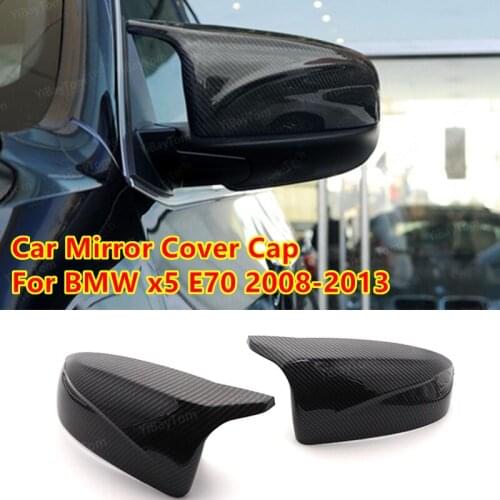 1 Pair carbon fiber pattern black Mirror Covers Rearview Cap For BMW X5 E70 X6 E71 2008-2013