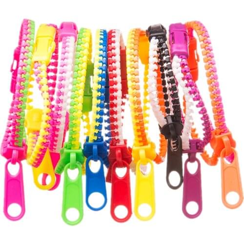 10 PCS Fidget Zipper Bracelets Sensory Toys Bulk Set Neon Colors Kit for Birthday Party Favors for Kids